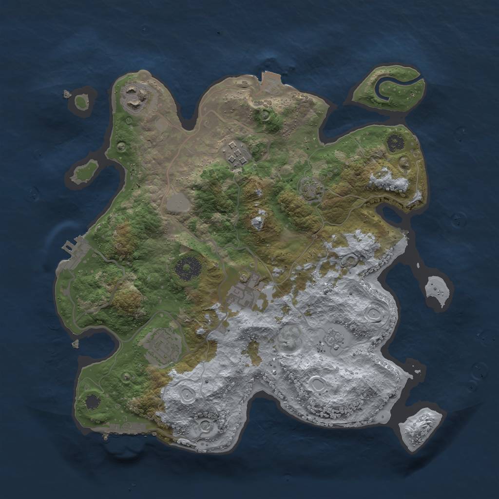 Rust Map: Procedural Map, Size: 3000, Seed: 27958, 12 Monuments