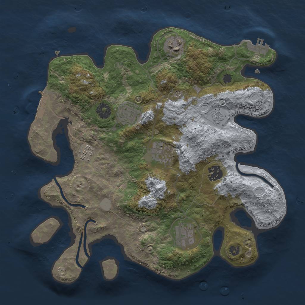 Rust Map: Procedural Map, Size: 3000, Seed: 7293840, 13 Monuments