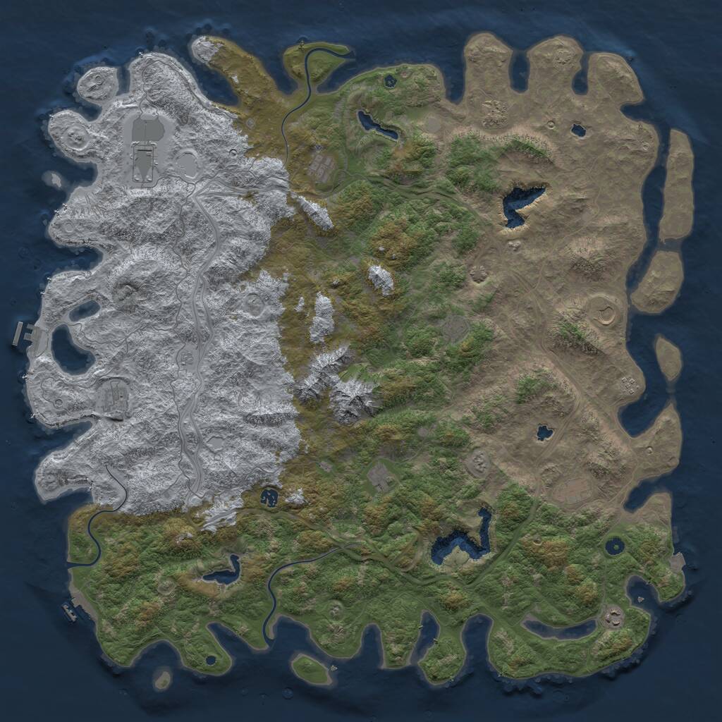 Rust Map: Procedural Map, Size: 6000, Seed: 65866015, 17 Monuments