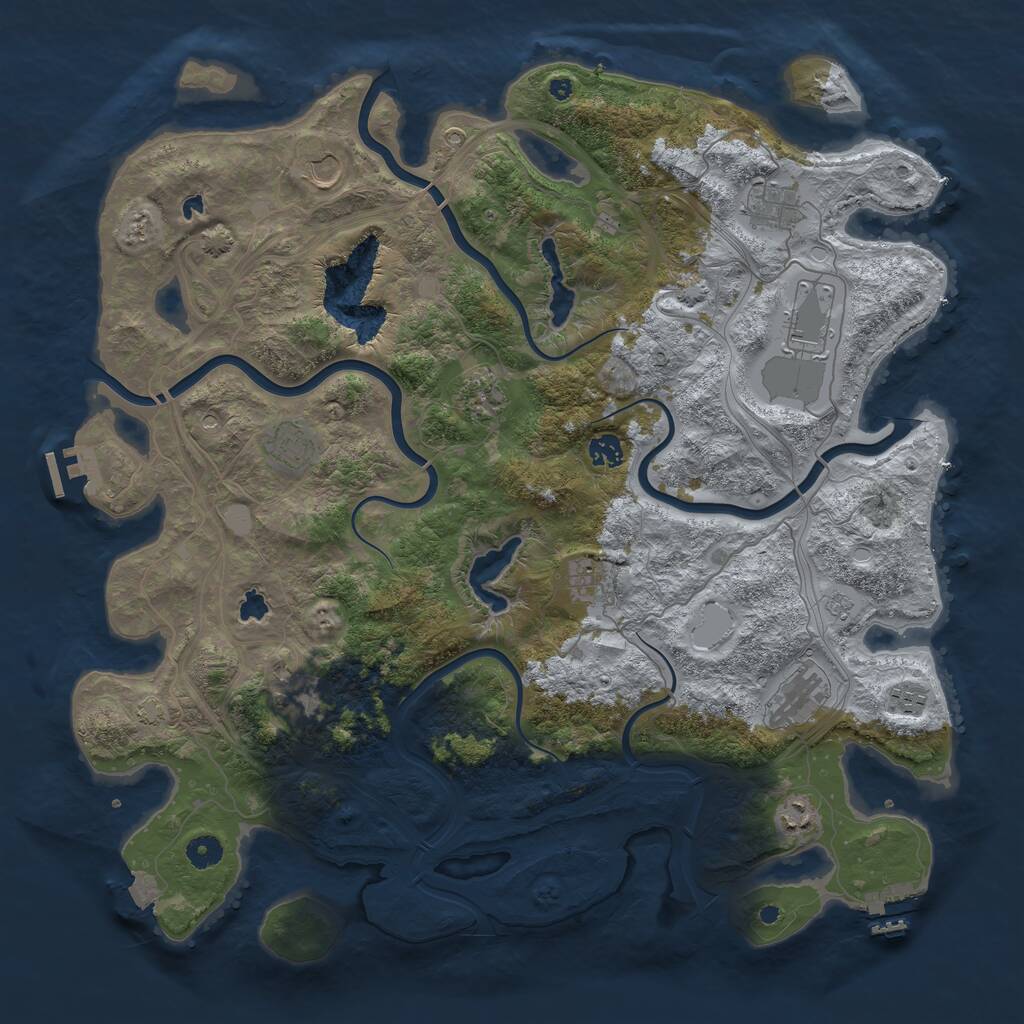 Rust Map: Procedural Map, Size: 4500, Seed: 31469175, 17 Monuments