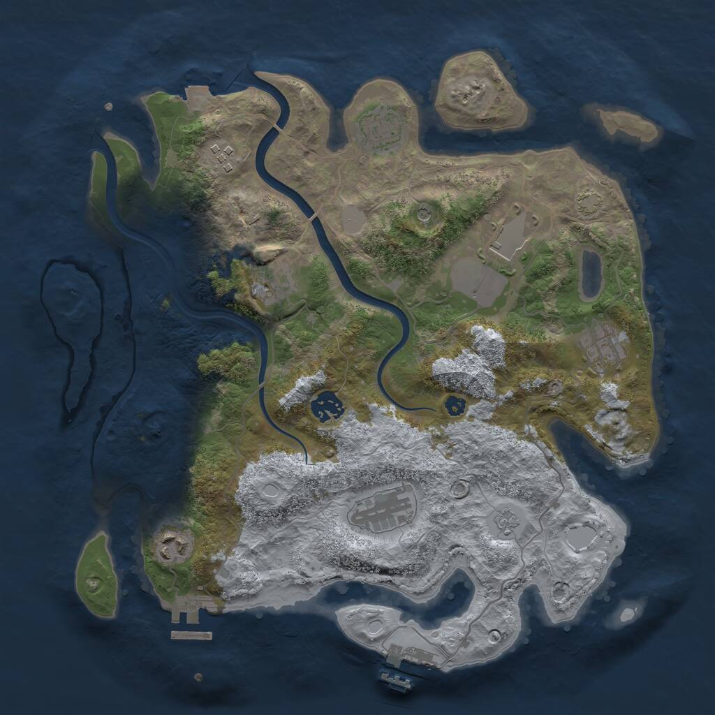 Rust Map: Procedural Map, Size: 3500, Seed: 666137, 14 Monuments