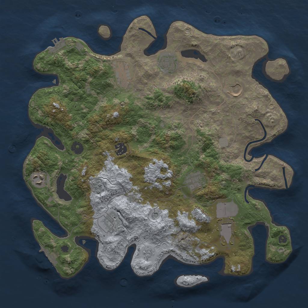 Rust Map: Procedural Map, Size: 3700, Seed: 394204567, 16 Monuments