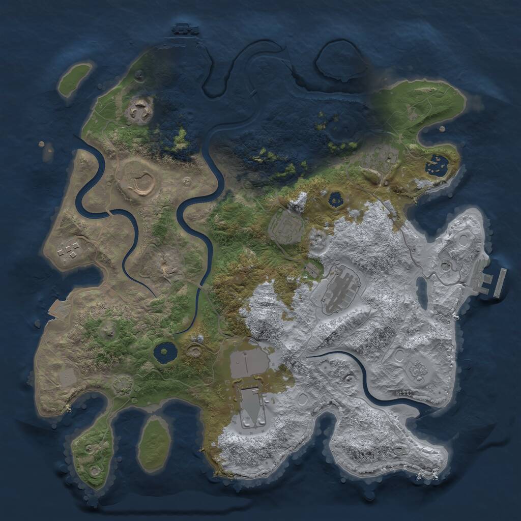 Rust Map: Procedural Map, Size: 3500, Seed: 65198727, 14 Monuments