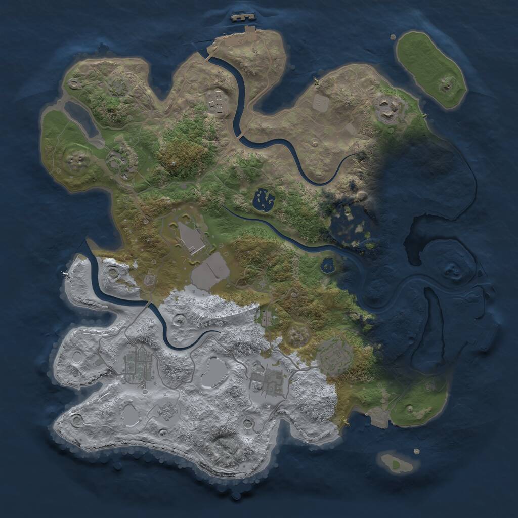 Rust Map: Procedural Map, Size: 3500, Seed: 1035292297, 15 Monuments