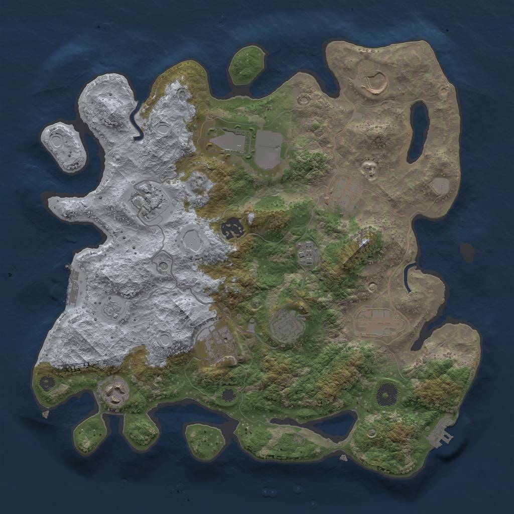 Rust Map: Procedural Map, Size: 3500, Seed: 284897839, 17 Monuments