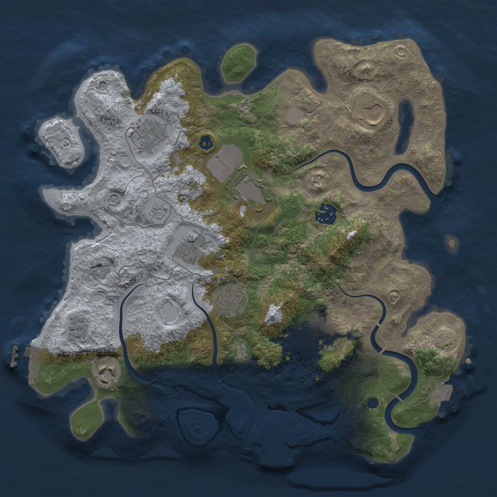 Rust Map: Procedural Map, Size: 3500, Seed: 284897839, 15 Monuments