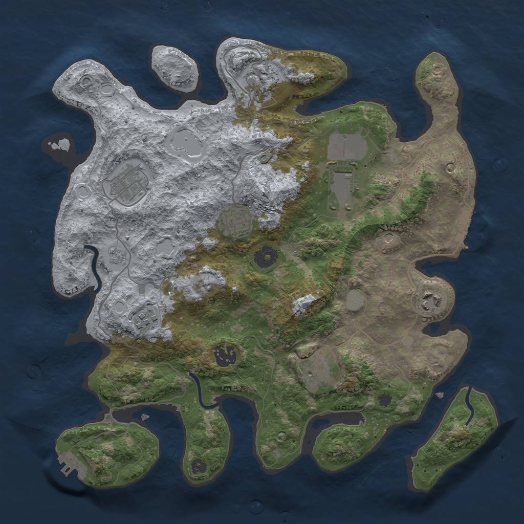 Rust Map: Procedural Map, Size: 3500, Seed: 1656267639, 15 Monuments
