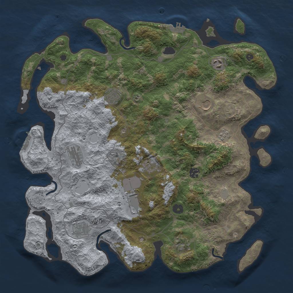Rust Map: Procedural Map, Size: 4200, Seed: 2124417256, 19 Monuments