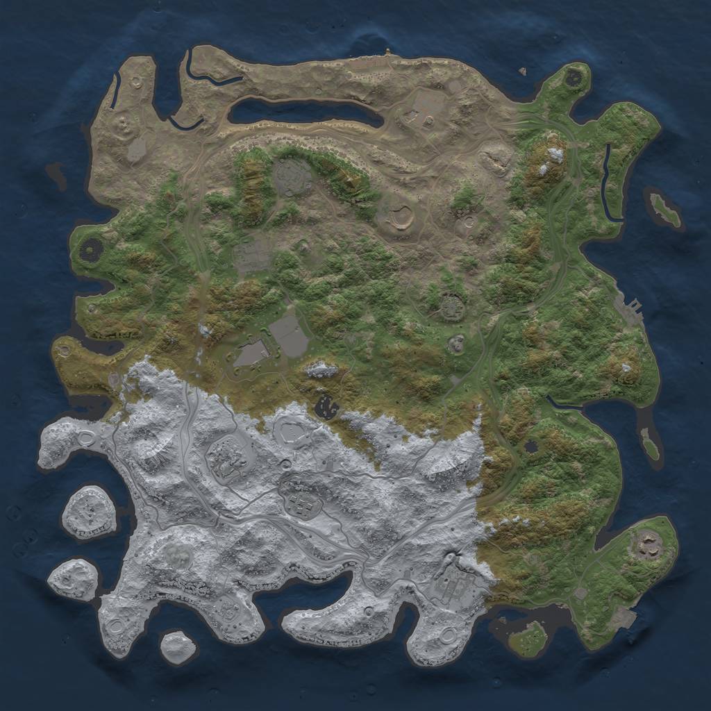 Rust Map: Procedural Map, Size: 4500, Seed: 71122, 18 Monuments