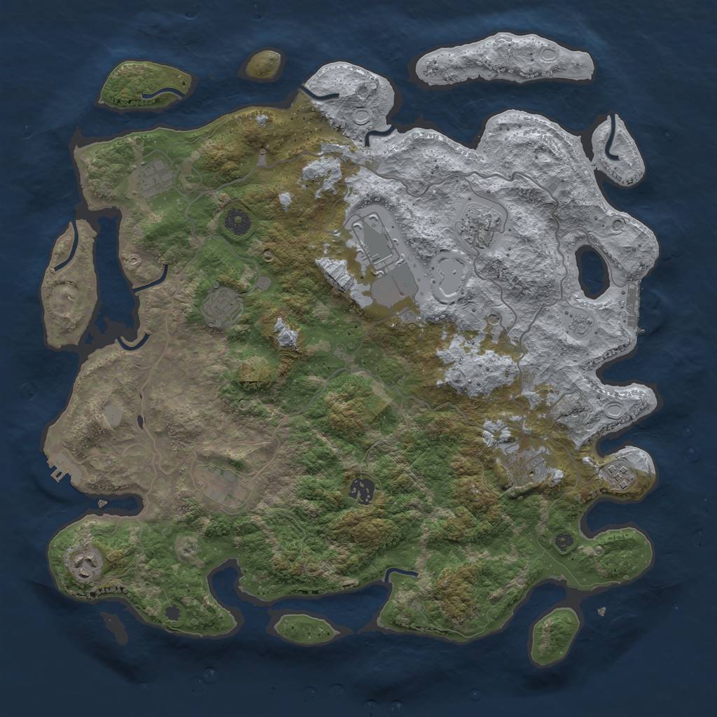 Rust Map: Procedural Map, Size: 4103, Seed: 1234567890, 18 Monuments