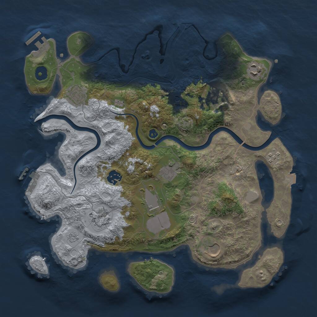 Rust Map: Procedural Map, Size: 3500, Seed: 636167710, 15 Monuments