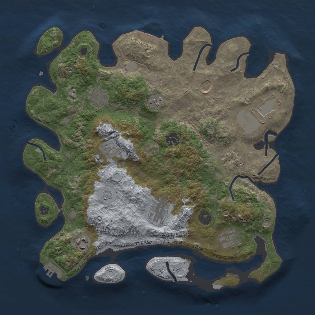 Rust Map: Procedural Map, Size: 3500, Seed: 1842745119, 18 Monuments