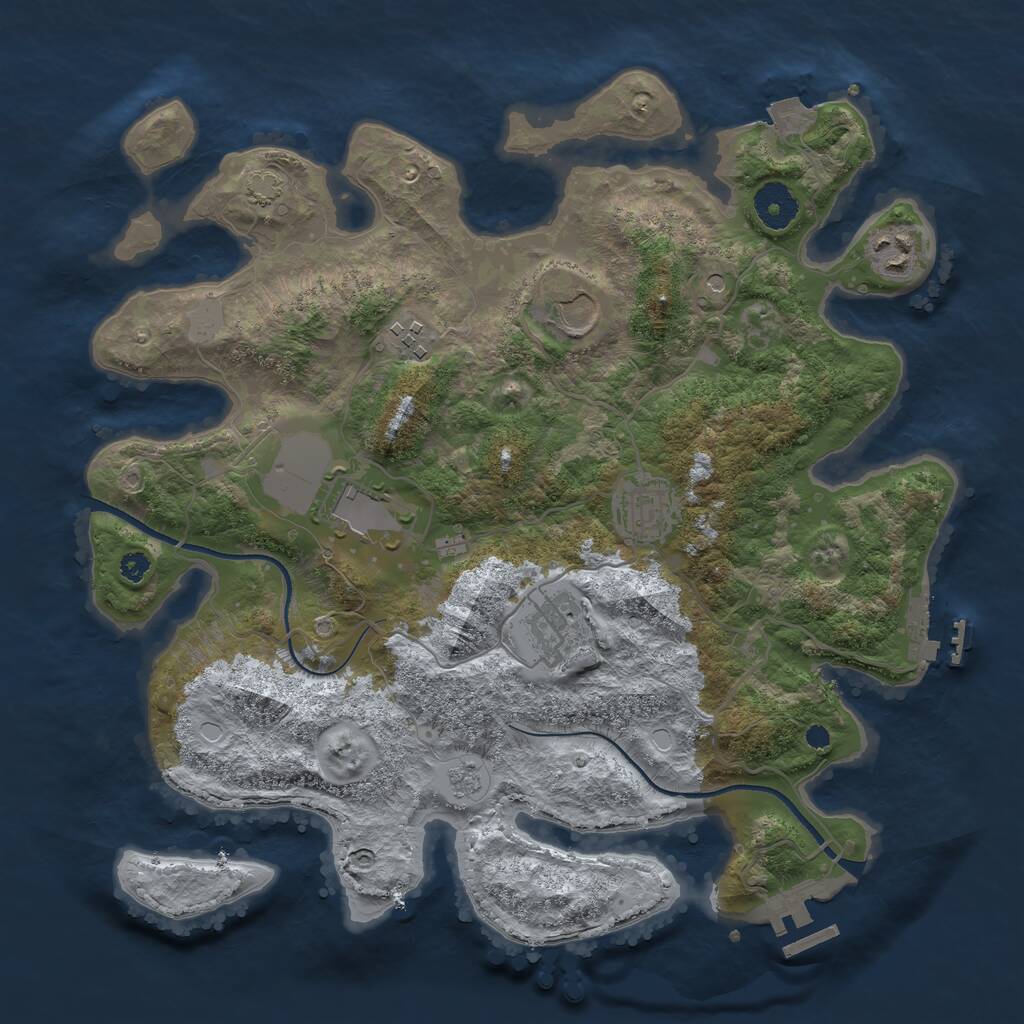 Rust Map: Procedural Map, Size: 3500, Seed: 1632120372, 12 Monuments