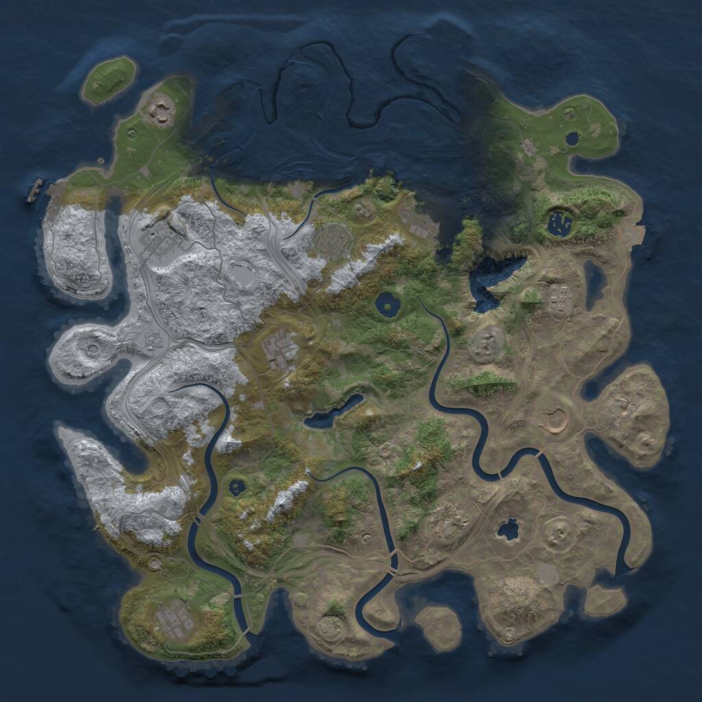 Rust Map: Procedural Map, Size: 4250, Seed: 2038909592, 16 Monuments