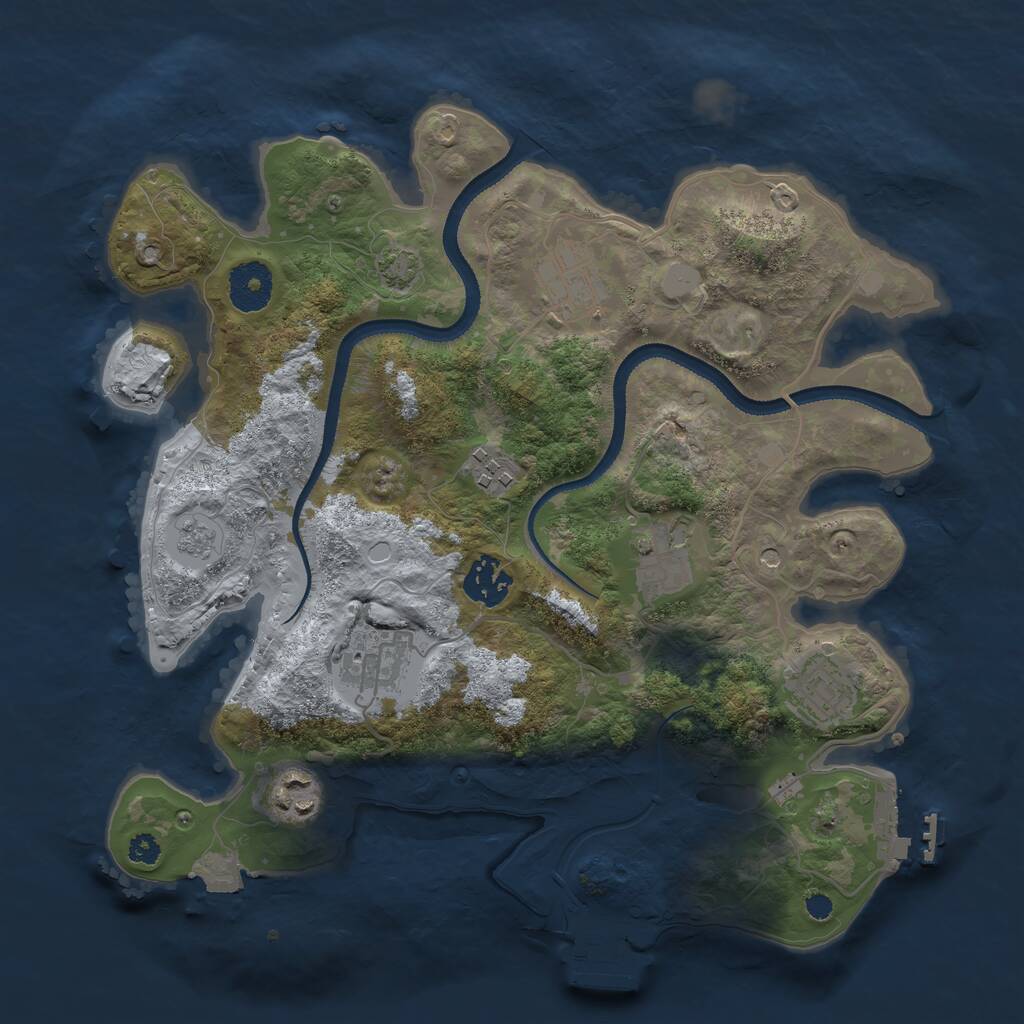 Rust Map: Procedural Map, Size: 3250, Seed: 541606715, 13 Monuments