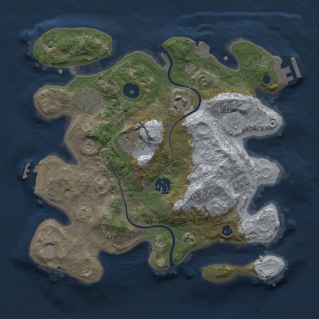 Rust Map: Procedural Map, Size: 3000, Seed: 69951747, 11 Monuments