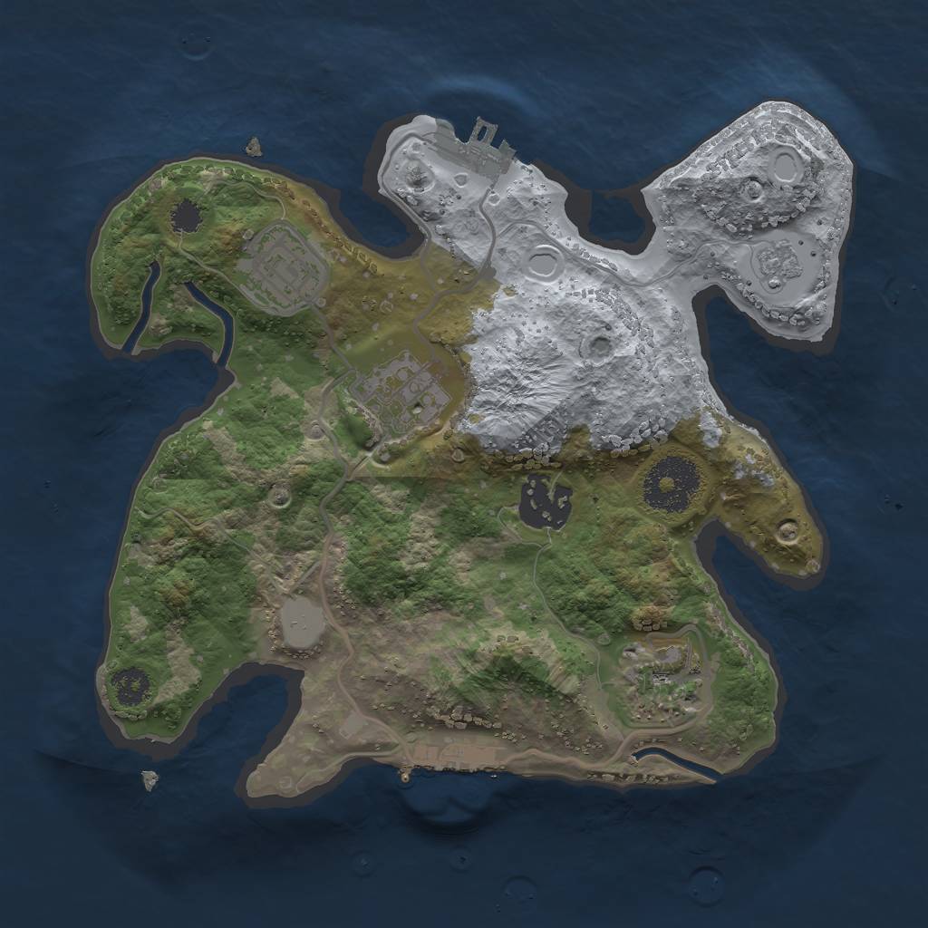 Rust Map: Procedural Map, Size: 2500, Seed: 44999775, 10 Monuments