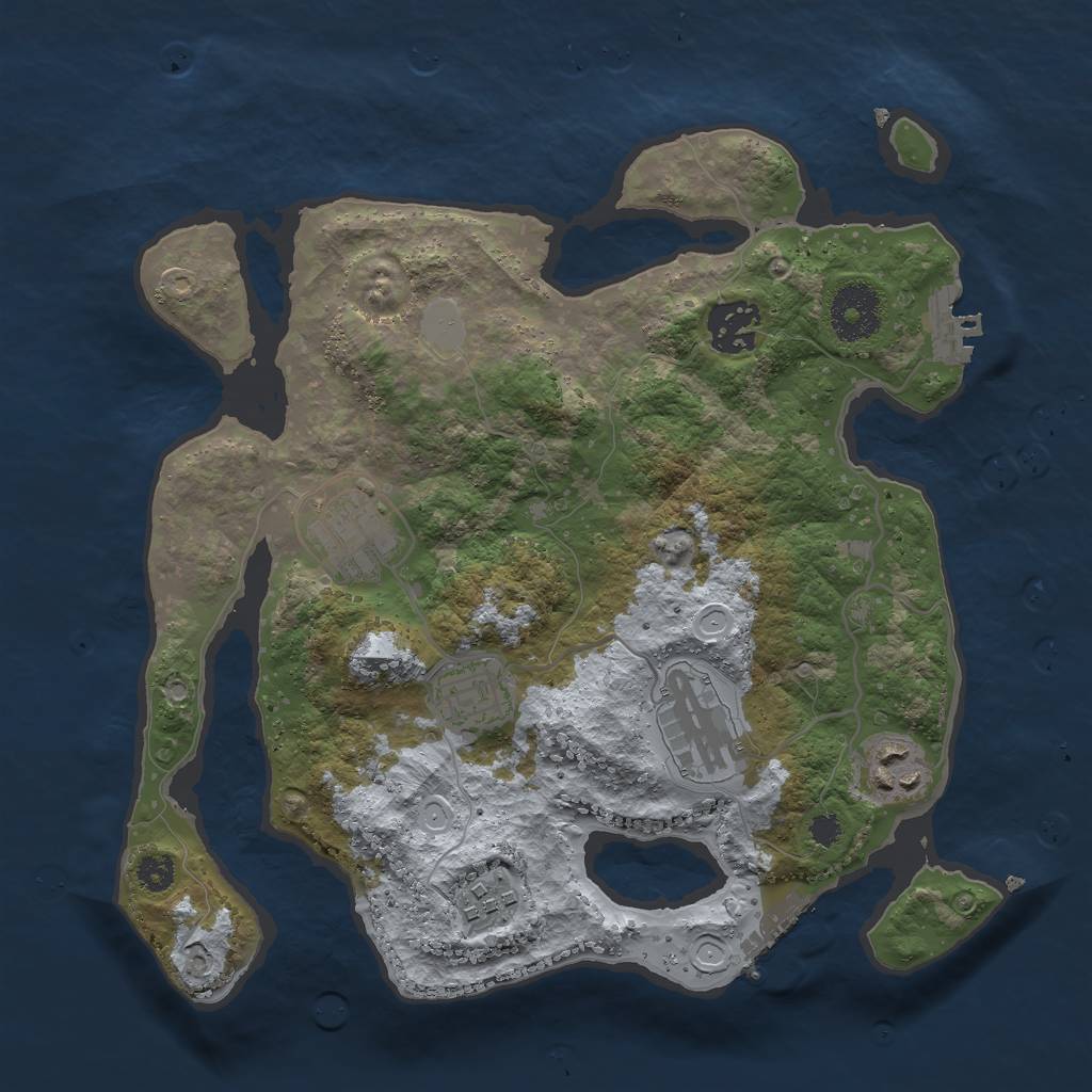 Rust Map: Procedural Map, Size: 3000, Seed: 724827121, 13 Monuments