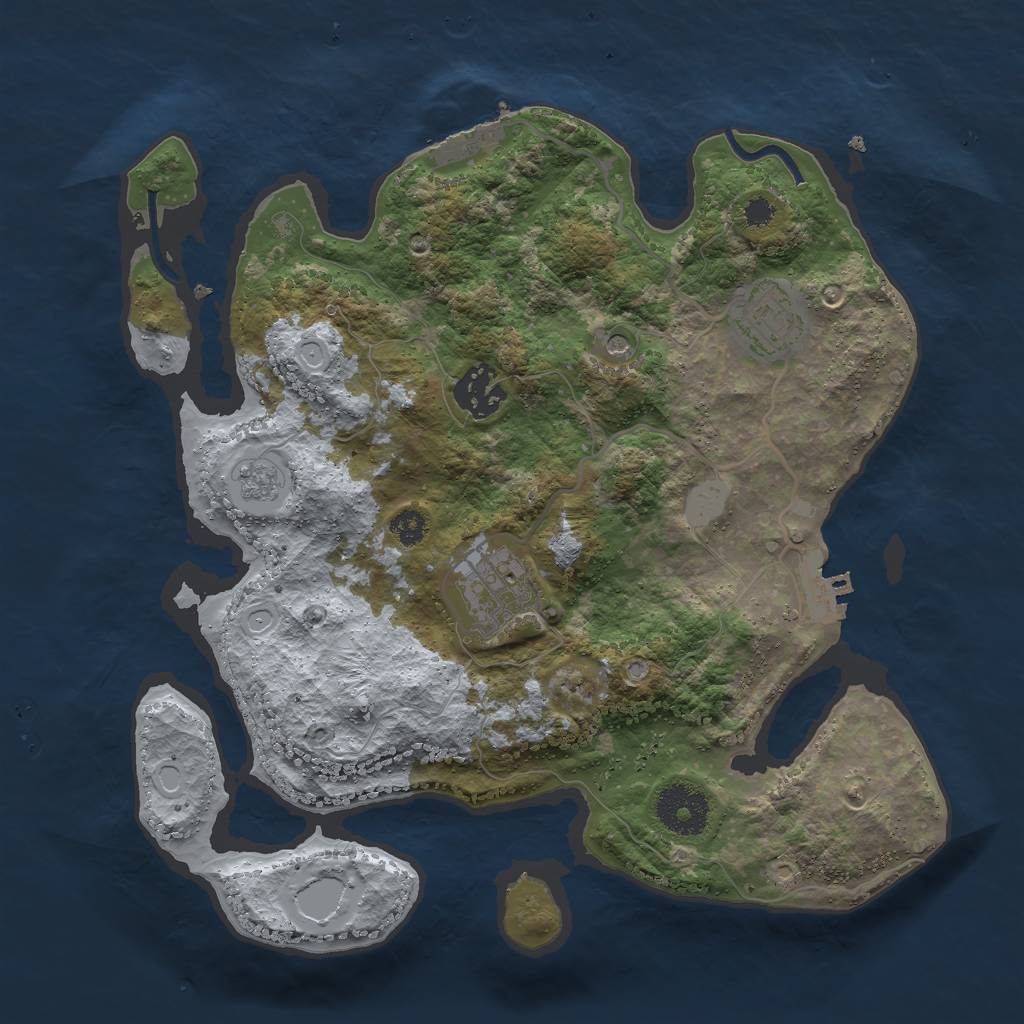 Rust Map: Procedural Map, Size: 3000, Seed: 4231967, 12 Monuments