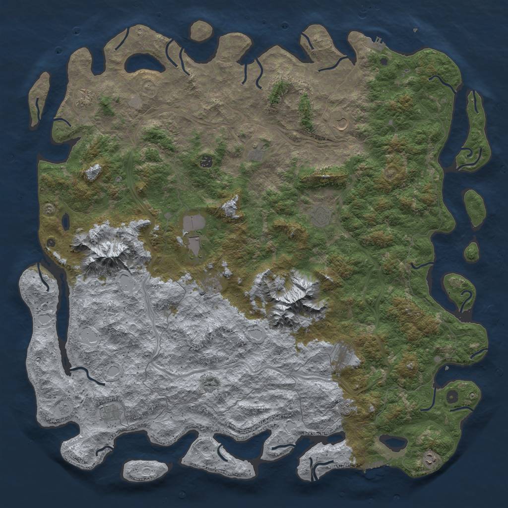 Rust Map: Procedural Map, Size: 6000, Seed: 489651, 18 Monuments