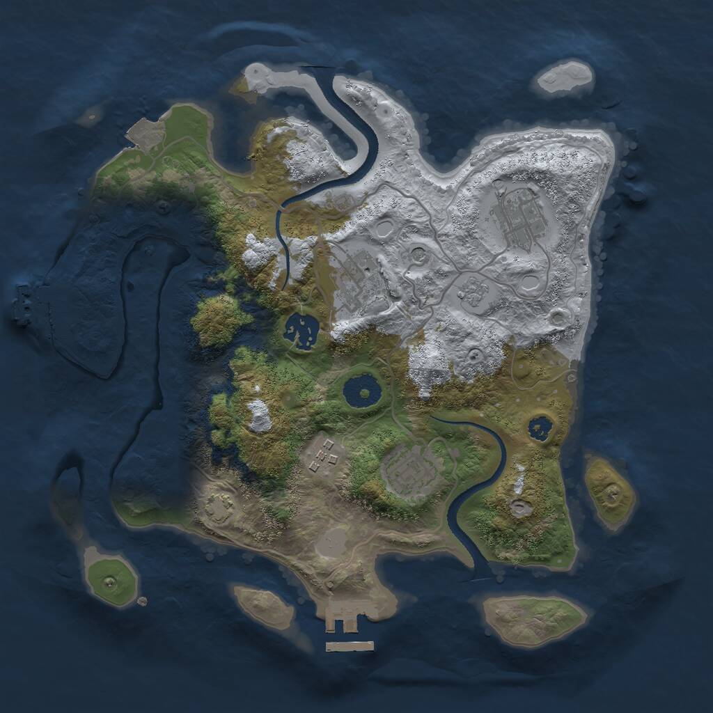 Rust Map: Procedural Map, Size: 3000, Seed: 2520, 11 Monuments