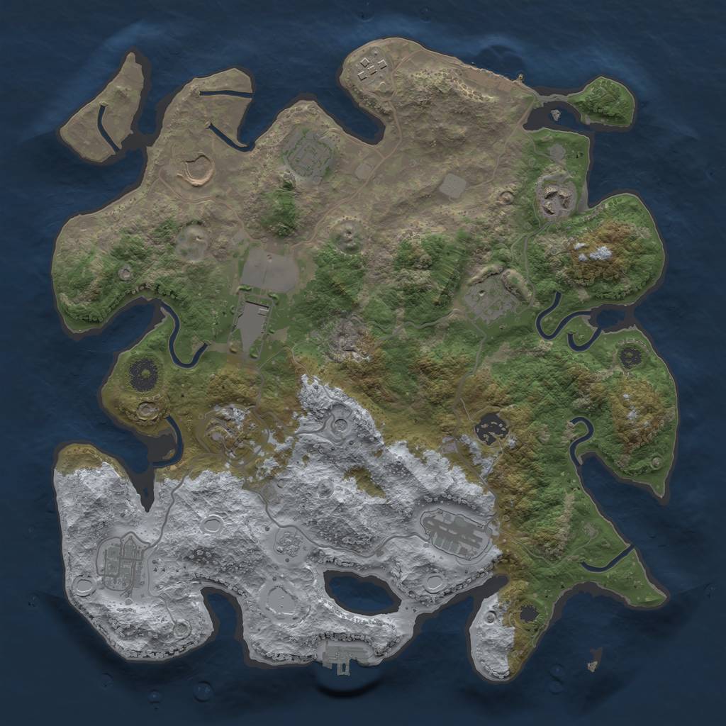Rust Map: Procedural Map, Size: 3500, Seed: 449501433, 17 Monuments