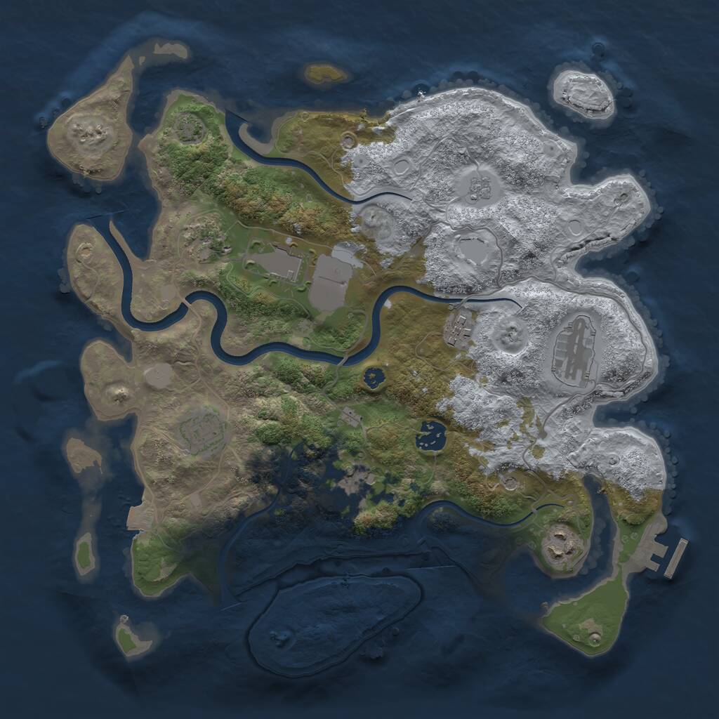 Rust Map: Procedural Map, Size: 3500, Seed: 234614, 13 Monuments