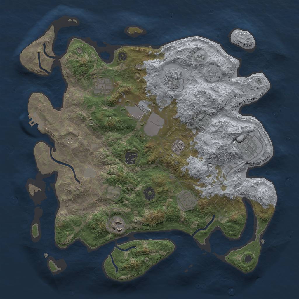 Rust Map: Procedural Map, Size: 3500, Seed: 234614, 16 Monuments