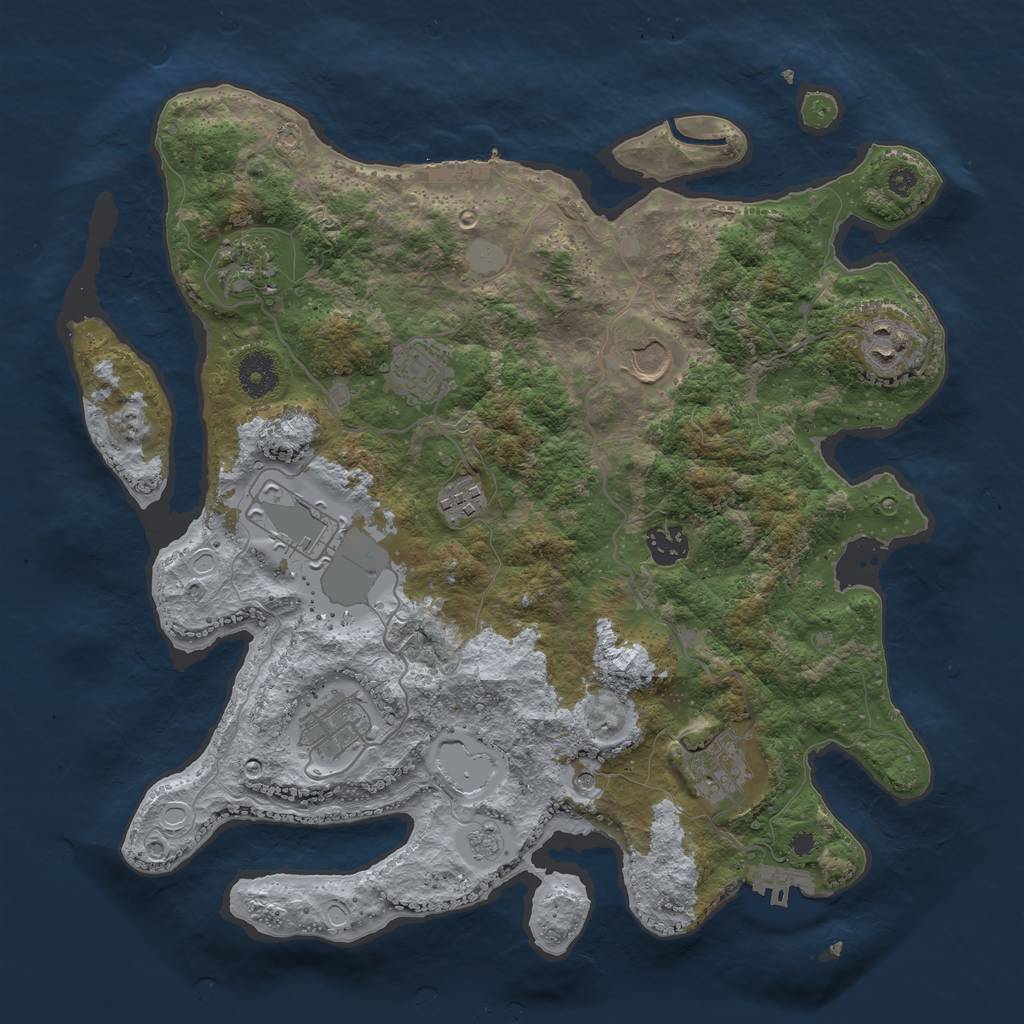 Rust Map: Procedural Map, Size: 3650, Seed: 123654865, 18 Monuments