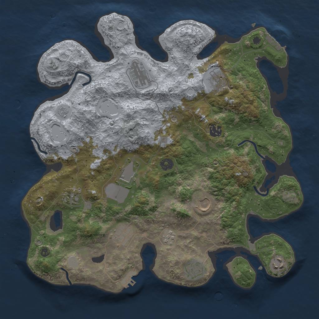 Rust Map: Procedural Map, Size: 3700, Seed: 184356880, 17 Monuments