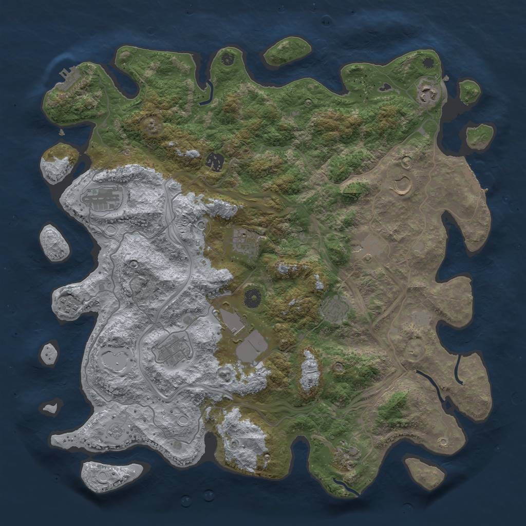 Rust Map: Procedural Map, Size: 4250, Seed: 948225454, 20 Monuments