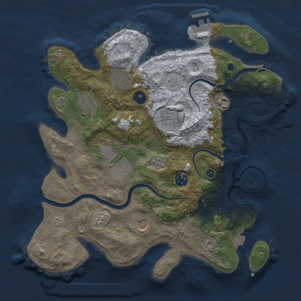 Rust Map: Procedural Map, Size: 3500, Seed: 9878, 14 Monuments