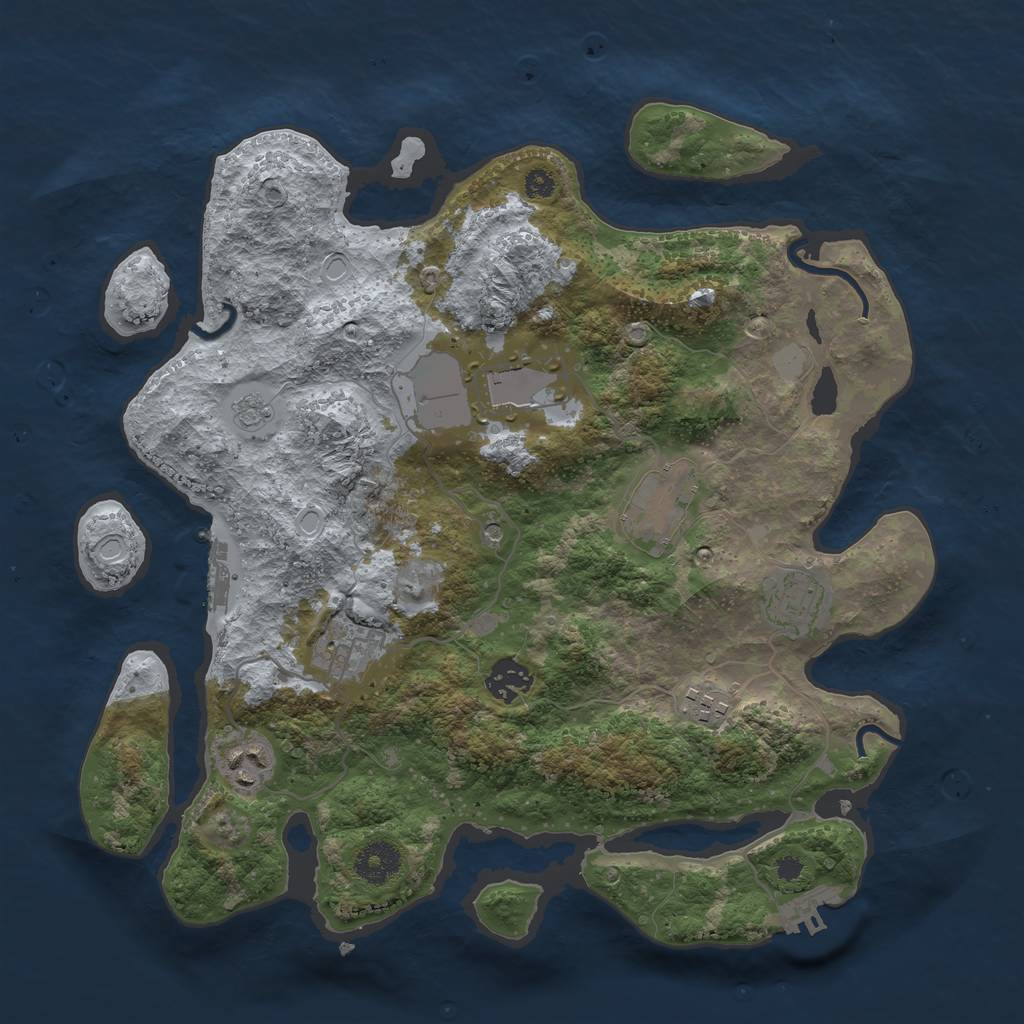 Rust Map: Procedural Map, Size: 3500, Seed: 174489136, 16 Monuments