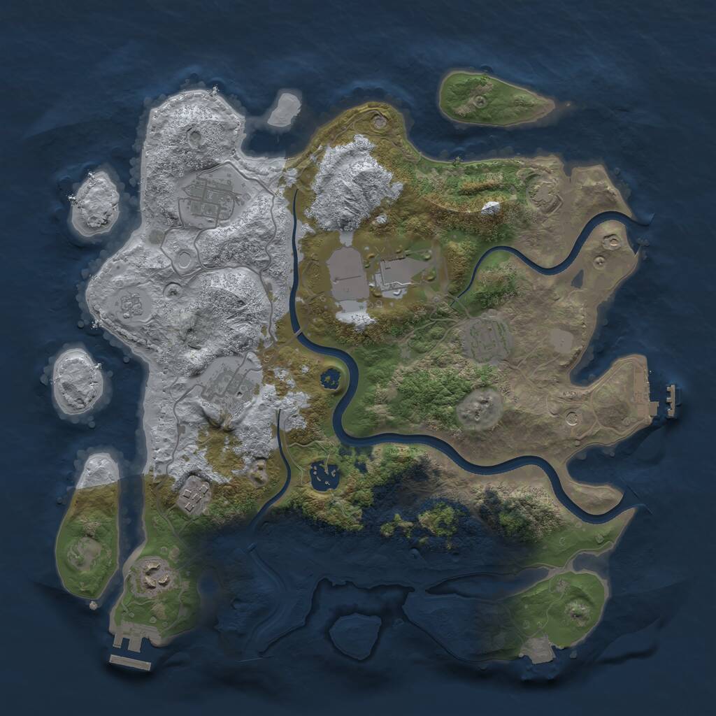 Rust Map: Procedural Map, Size: 3500, Seed: 174489136, 13 Monuments