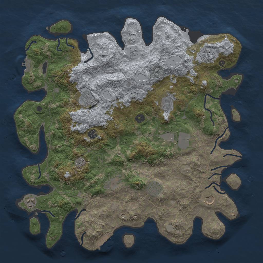 Rust Map: Procedural Map, Size: 4249, Seed: 806222863, 19 Monuments