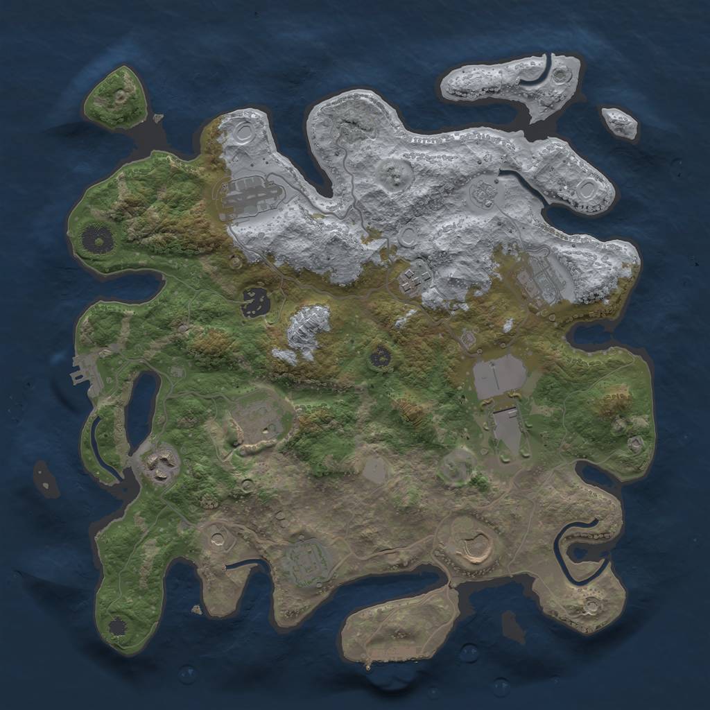 Rust Map: Procedural Map, Size: 3500, Seed: 432134123, 18 Monuments