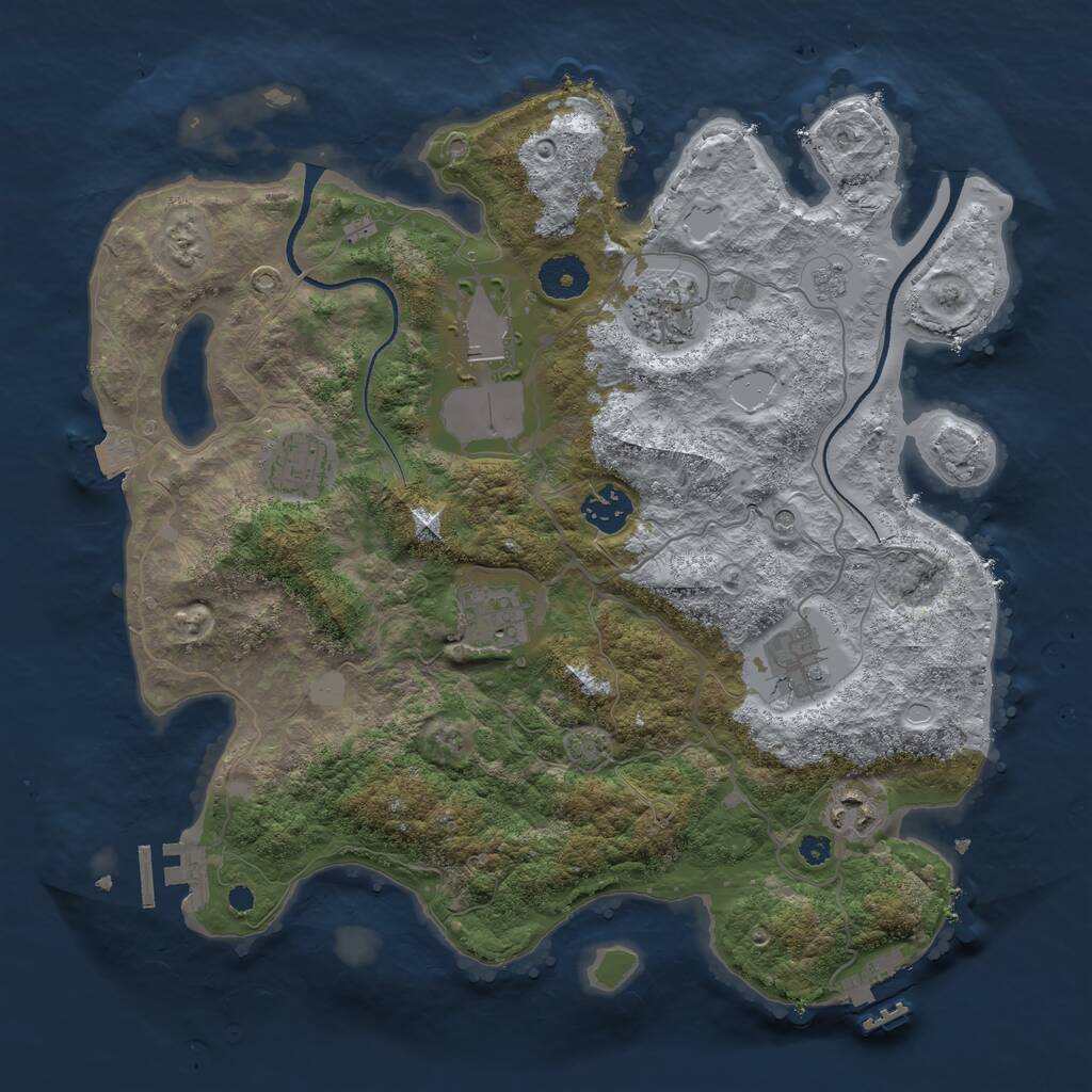 Rust Map: Procedural Map, Size: 3500, Seed: 234343, 13 Monuments