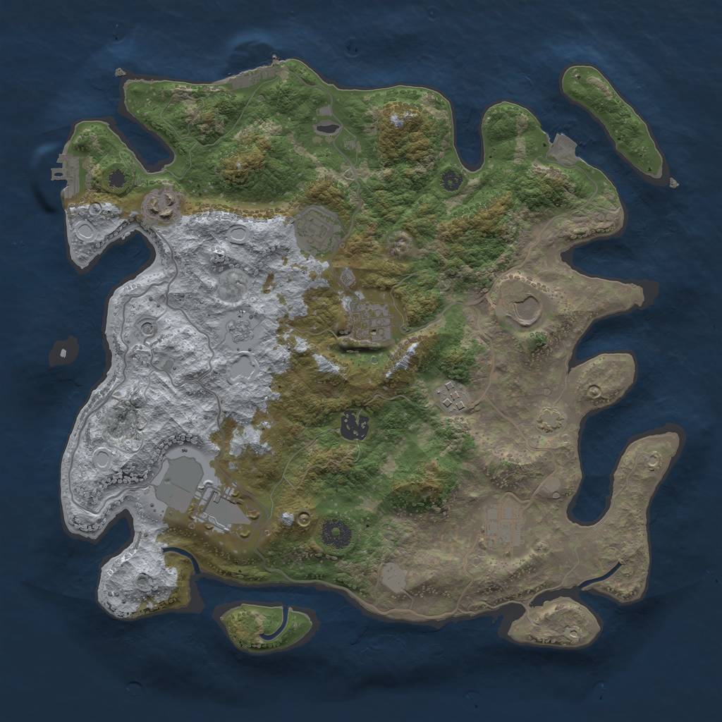 Rust Map: Procedural Map, Size: 3600, Seed: 99193828, 16 Monuments