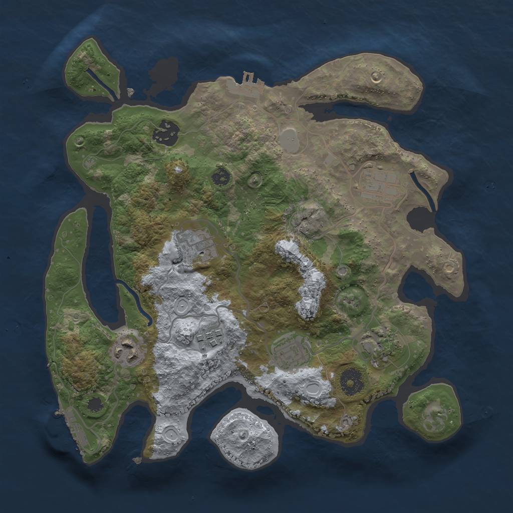 Rust Map: Procedural Map, Size: 3000, Seed: 1977042634, 14 Monuments