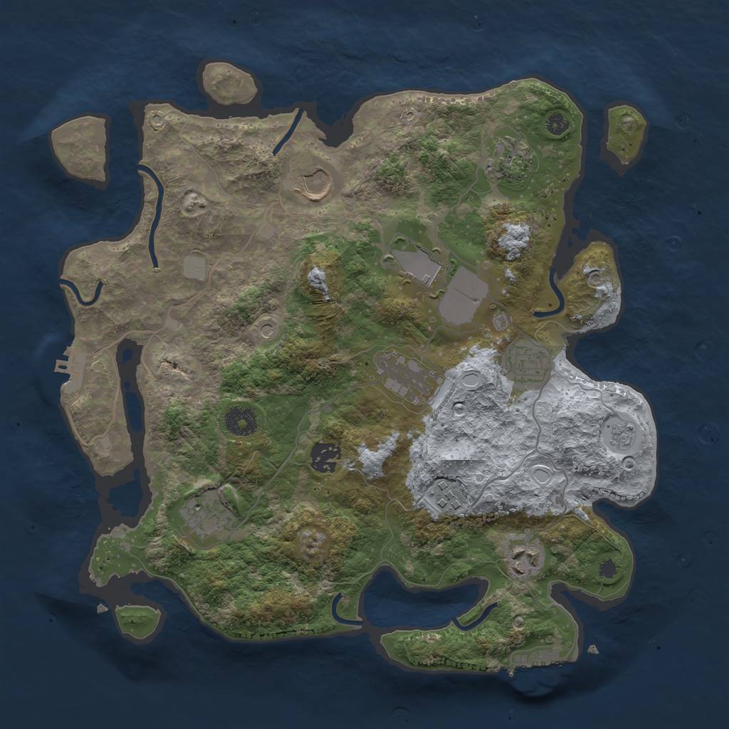 Rust Map: Procedural Map, Size: 3500, Seed: 1111231, 16 Monuments