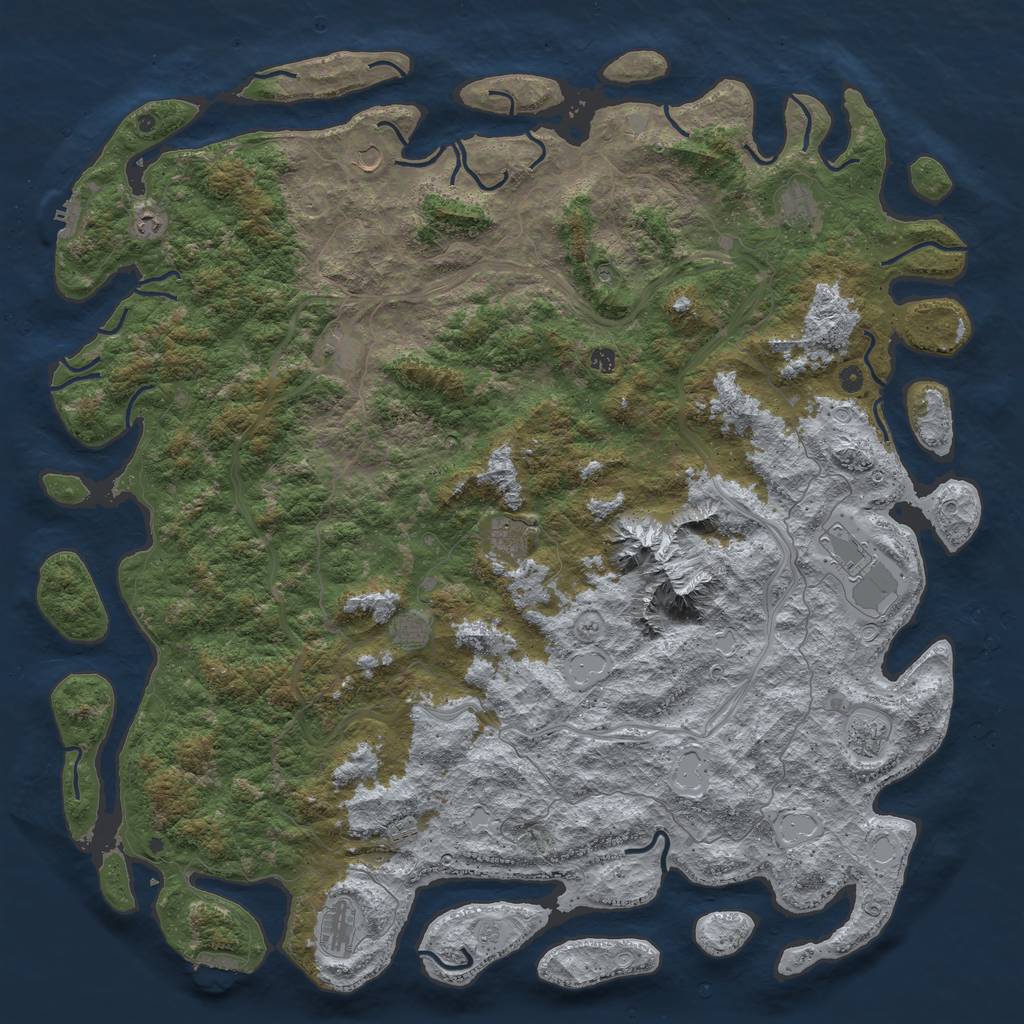 Rust Map: Procedural Map, Size: 6000, Seed: 764335050, 18 Monuments