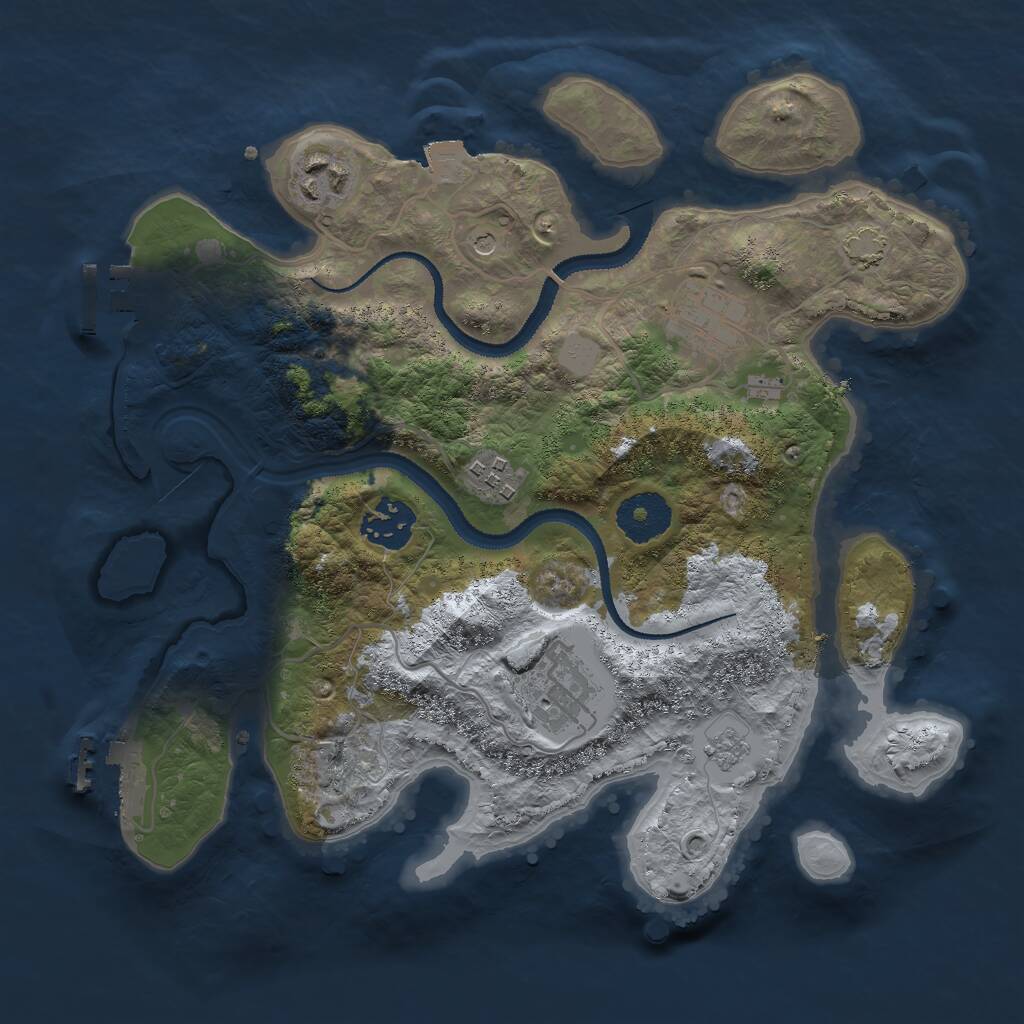 Rust Map: Procedural Map, Size: 3000, Seed: 16001, 11 Monuments