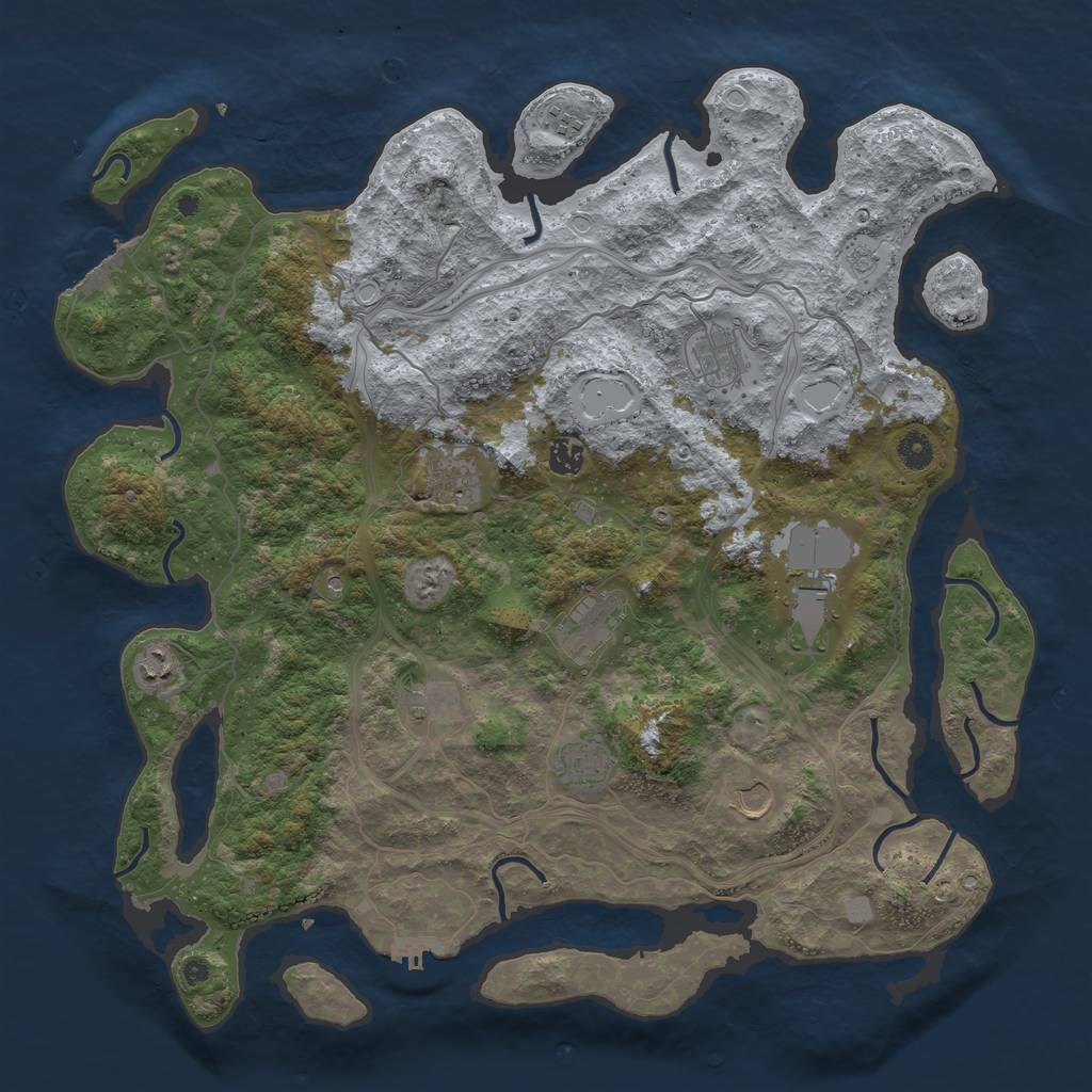 Rust Map: Procedural Map, Size: 4500, Seed: 1526, 19 Monuments
