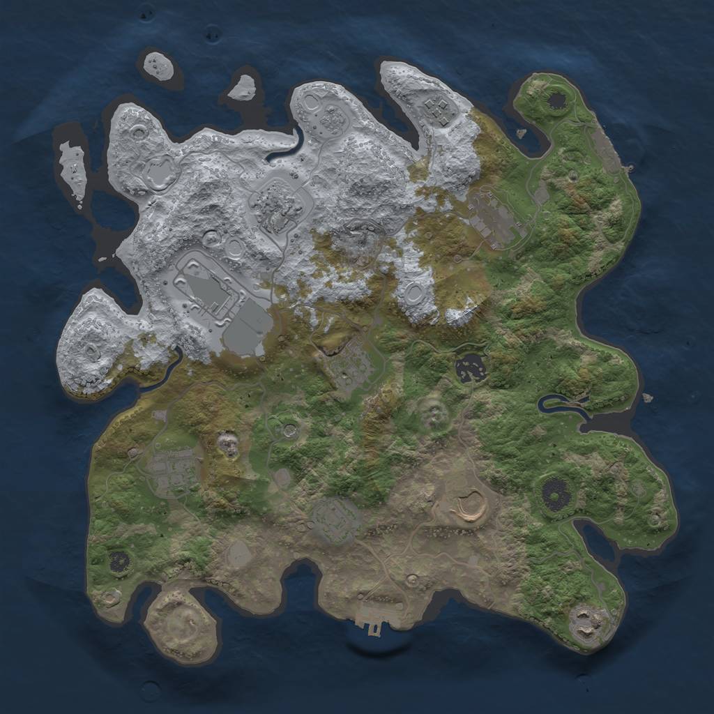 Rust Map: Procedural Map, Size: 3500, Seed: 1248988767, 17 Monuments