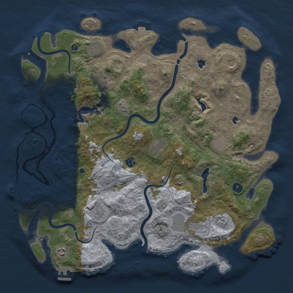 Rust Map: Procedural Map, Size: 4500, Seed: 1242703505, 17 Monuments