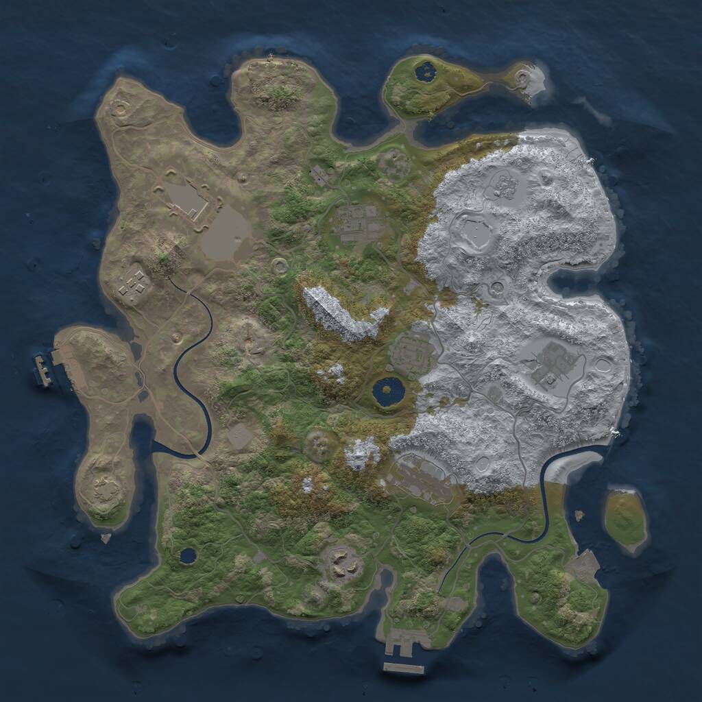 Rust Map: Procedural Map, Size: 3500, Seed: 55486260, 13 Monuments