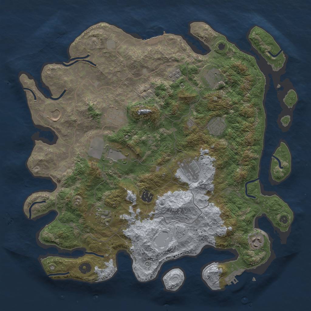 Rust Map: Procedural Map, Size: 4000, Seed: 303062750, 19 Monuments