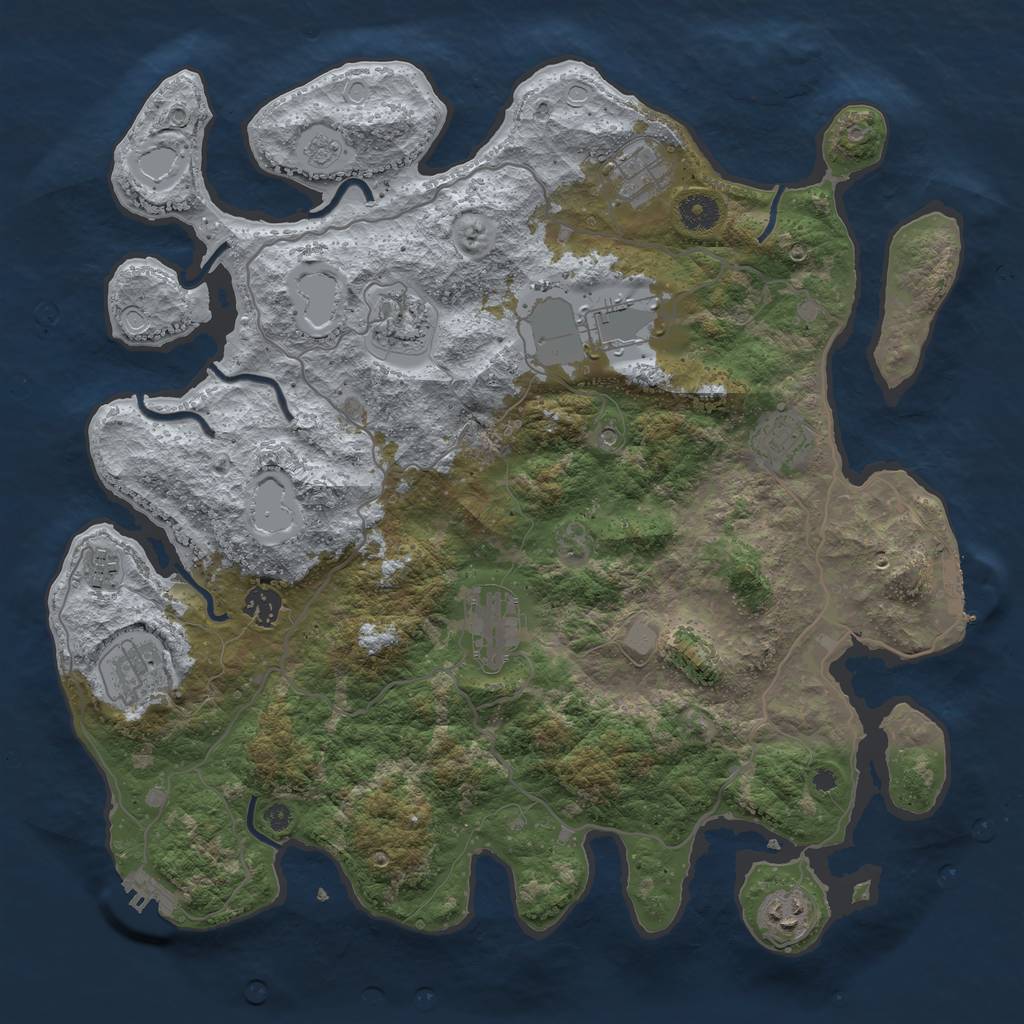 Rust Map: Procedural Map, Size: 4000, Seed: 888587331, 18 Monuments