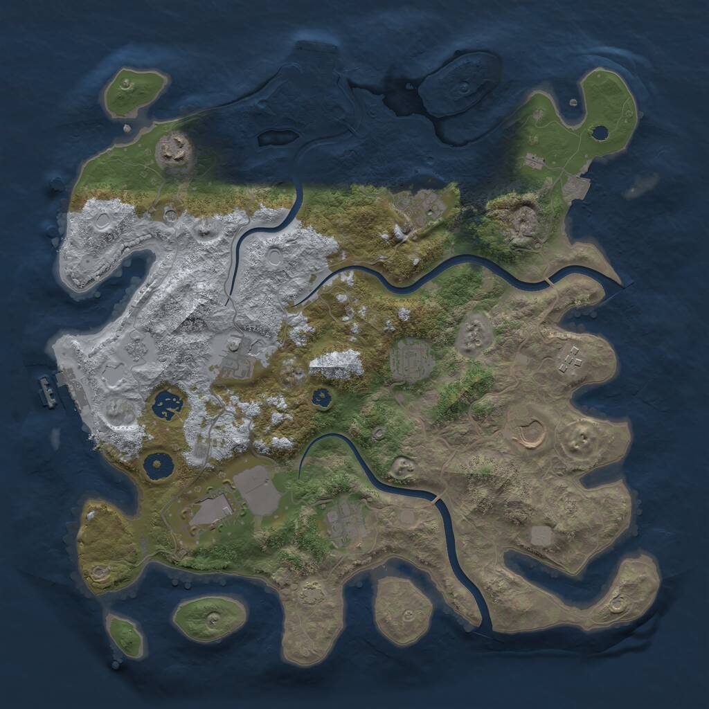Rust Map: Procedural Map, Size: 3750, Seed: 615064676, 15 Monuments