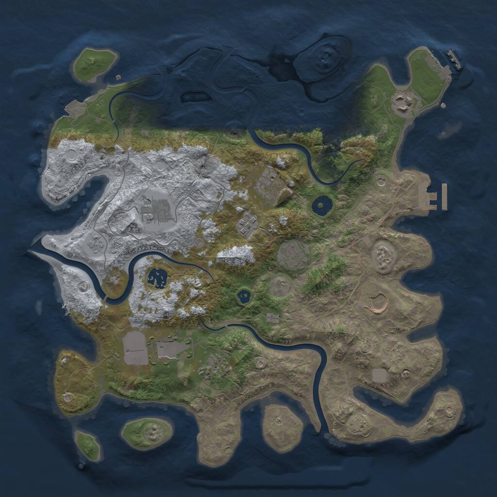 Rust Map: Procedural Map, Size: 3750, Seed: 615064676, 15 Monuments